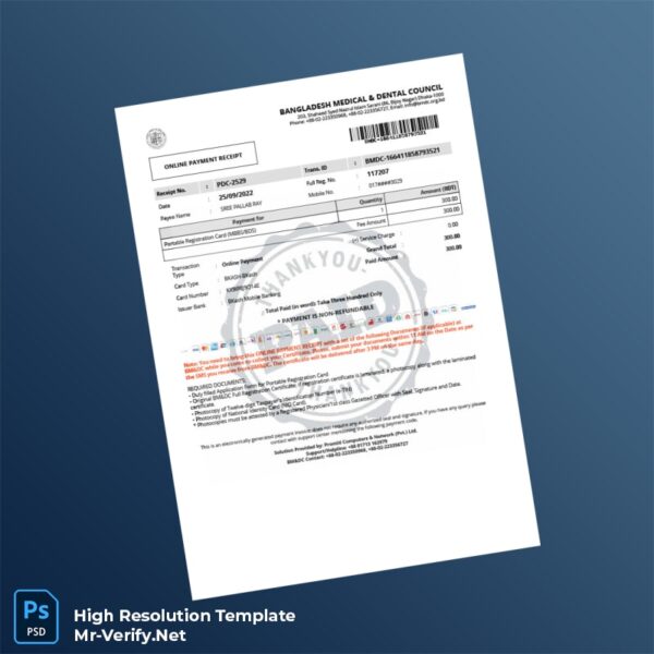 Editable Bangladesh BM DC Portable Registration Certificate Word and Pdf Template Preview - Mac Doc
