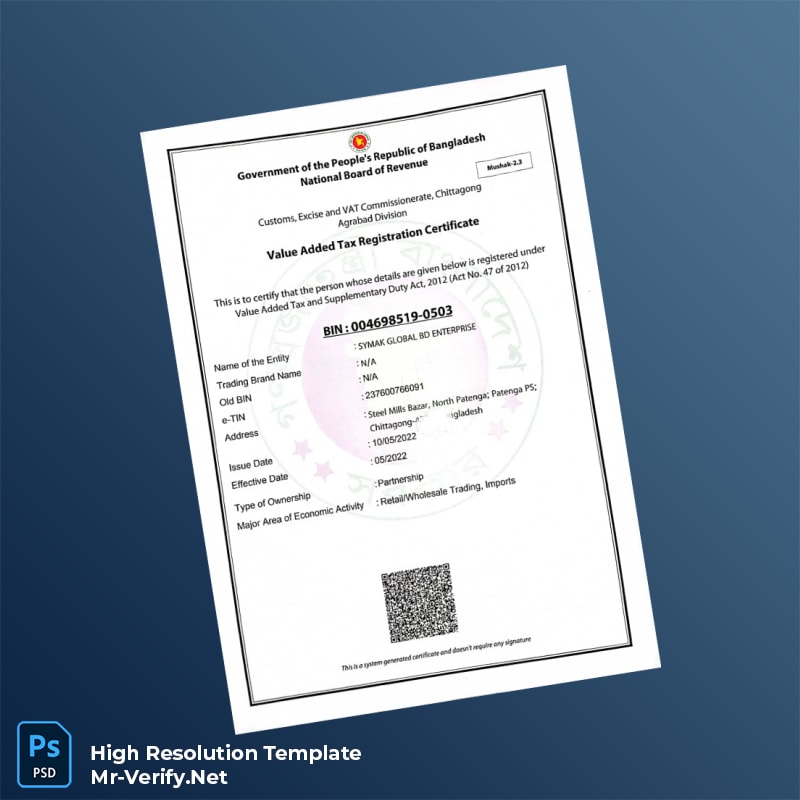 Bangladesh%20National%20Board%20of%20Revenue%20VAT%20Registration%20Certificate%20Template%20in%20Word%20and%20PDF%20formats Editable Bangladesh National Board of Revenue VAT Registration Certificate Word and Pdf Template Preview - Mac Doc