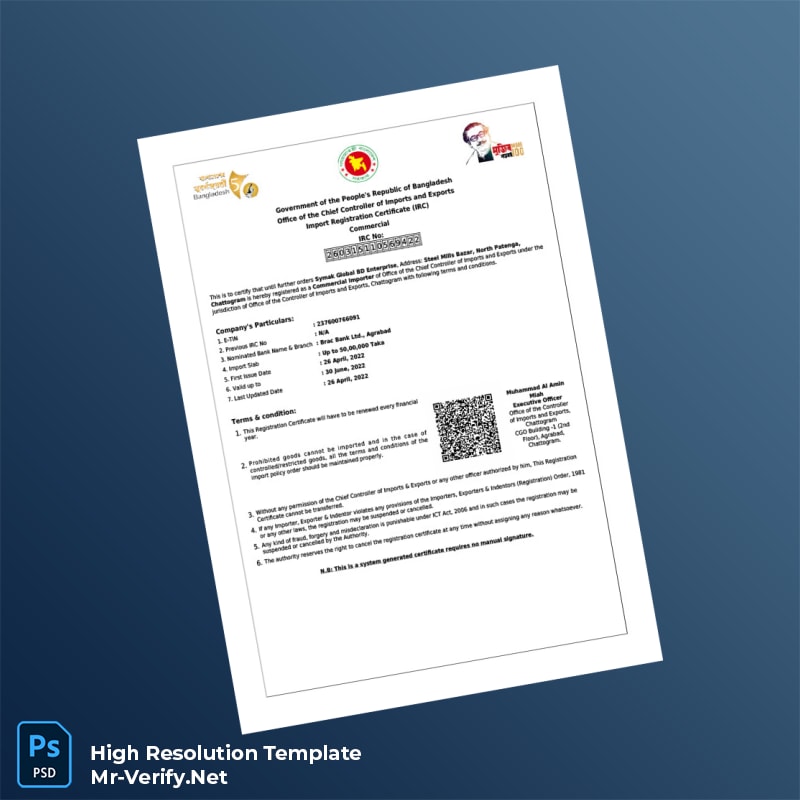 Bangladesh%20Office%20of%20the%20Chief%20Controller%20of%20Imports%20and%20Exports%20Import%20Registration%20Certificate%20Template%20in%20Word%20and%20PDF%20format Editable Bangladesh Office of the Chief Controller of Imports and Exports Import Registration Certificate Template in Word and PDF format Preview