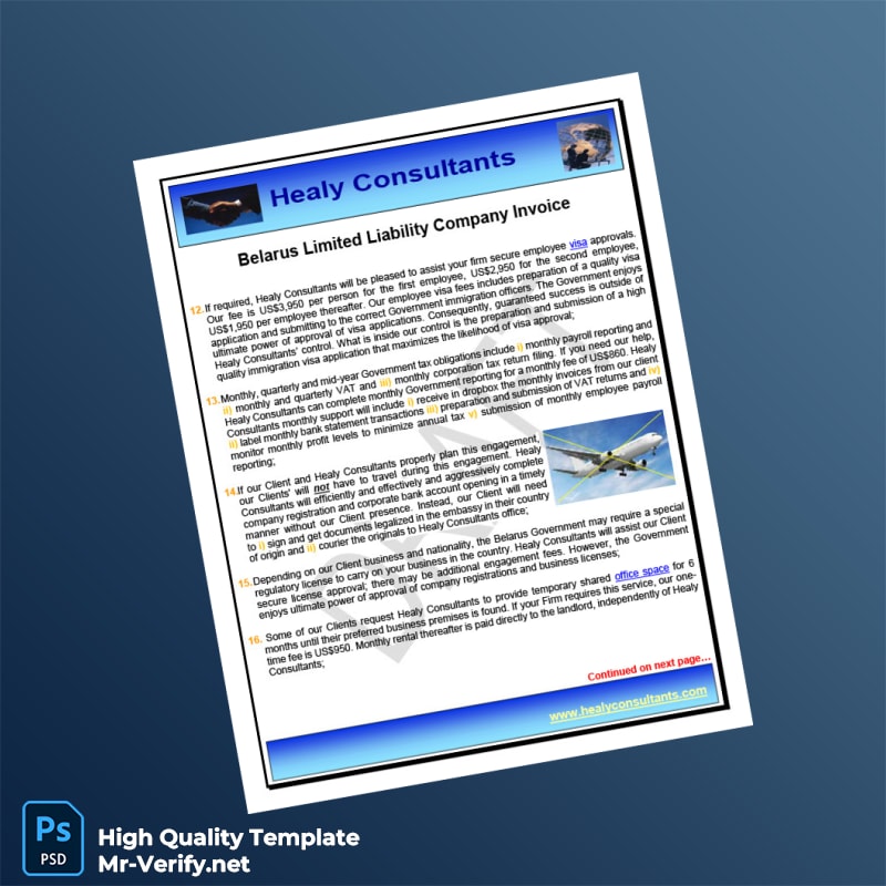 Belarus Healy Consultants Invoice Template in Word and PDF formats page 5 Belarus Healy Consultants Invoice Template in Word and PDF formats page 5