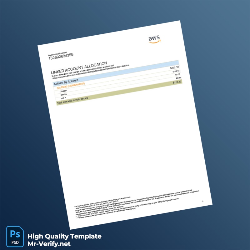 Brazil Amazon Web Services Invoice Template in Word and PDF formats page 2 Brazil Amazon Web Services Invoice Template in Word and PDF formats page 2
