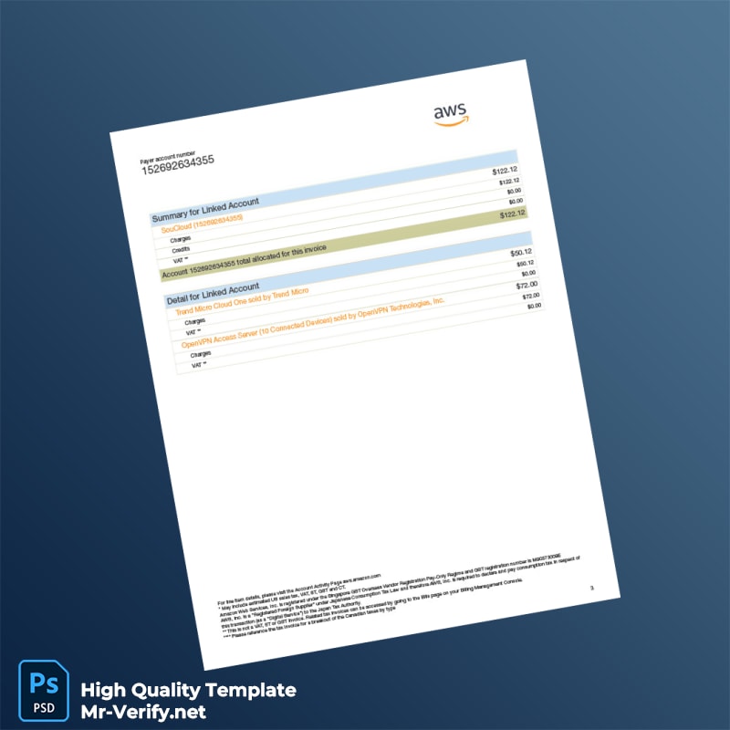 Brazil Amazon Web Services Invoice Template in Word and PDF formats page 3 Brazil Amazon Web Services Invoice Template in Word and PDF formats page 3