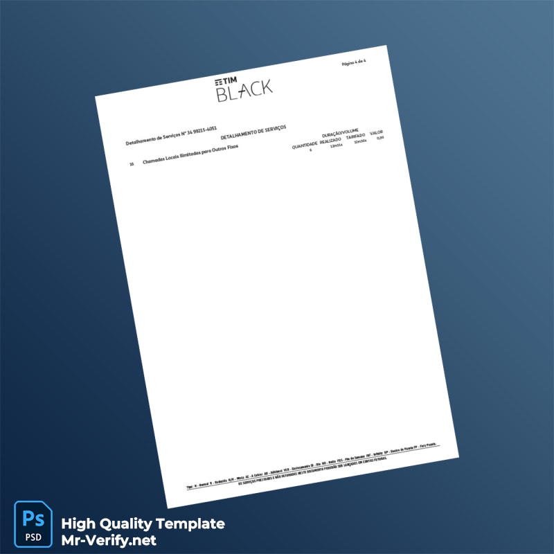 Brazil TIM Invoice Template in Word and PDF formats page 4 Brazil TIM Invoice Template in Word and PDF formats page 4