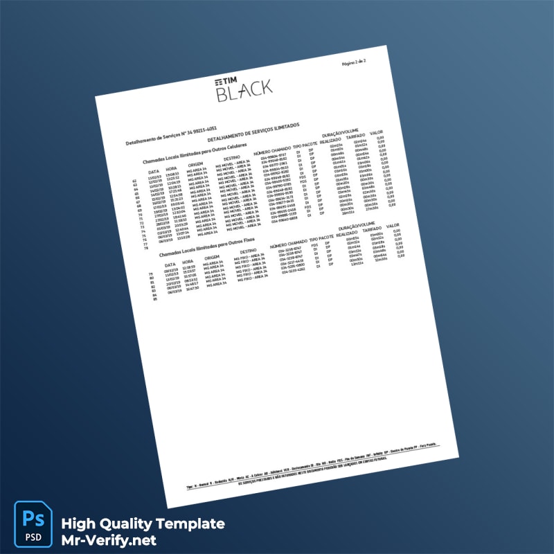 Brazil TIM Invoice Template in Word and PDF formats page 6 Brazil TIM Invoice Template in Word and PDF formats page 6