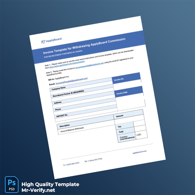Canada ApplyBoard Invoice Template in Word and PDF formats Canada ApplyBoard Invoice Template in Word and PDF formats