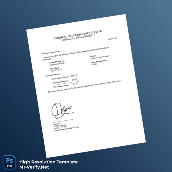 Editable Canada JIC Development Proof of Employment Letter Word and Pdf Template Preview - Mac Doc