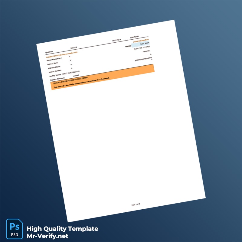 Canada Pizza Express Invoice Template in Word and PDF formats page 2 Canada Pizza Express Invoice Template in Word and PDF formats page 2