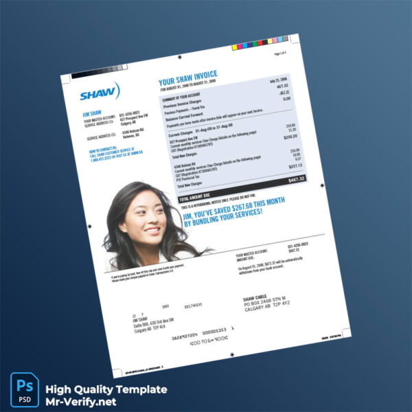 Canada Shaw Cable Invoice Template in Word and PDF formats Canada Shaw Cable Invoice Template in Word and PDF formats
