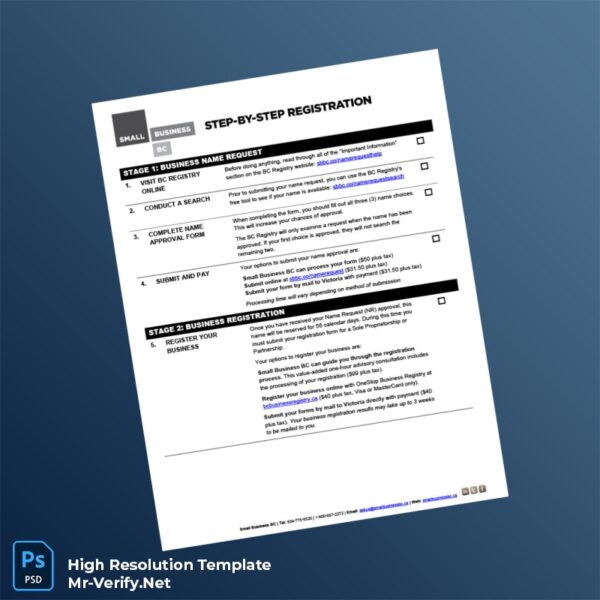 Editable Canada Small Business BC Business Registration Certificate Word and Pdf Template Preview - Mac Doc