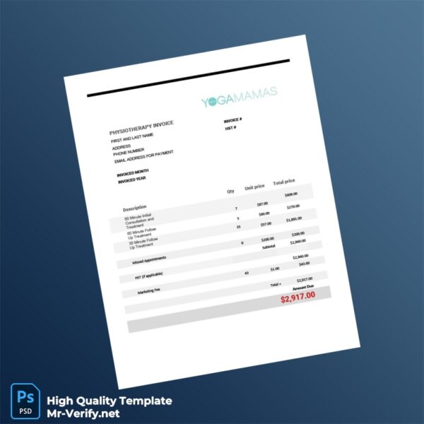 Canada YOGAMAMAS Invoice Template in Word and PDF formats