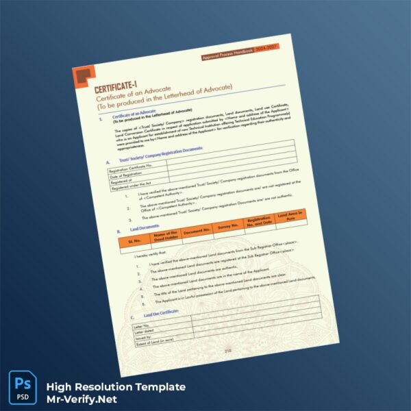 Editable Certificate of an Advocate Registration Certificate Word and Pdf Template Preview - Mac Doc