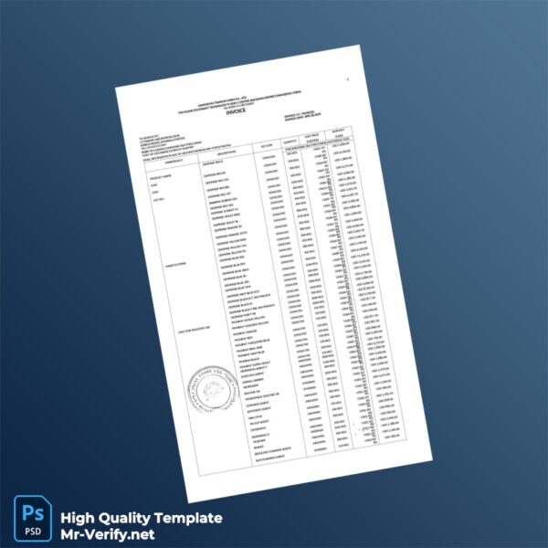 China Hangzhou Tianjun Chem Co Ltd Invoice Template in Word and PDF formats