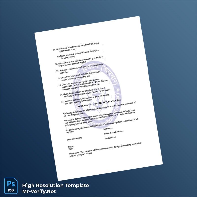 Country%20Controller%20of%20Procurement%20Vendor%20Registration%20Form%20Template%20in%20Word%20and%20PDF%20formats-page4 Editable Country Controller of Procurement Vendor Registration Form Template in Word and PDF formats page 4 Preview - Mac Doc