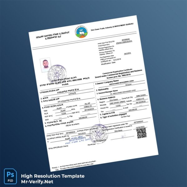 Editable Country Issuer Business Registration Certificate Word and Pdf Template Preview - Mac Doc