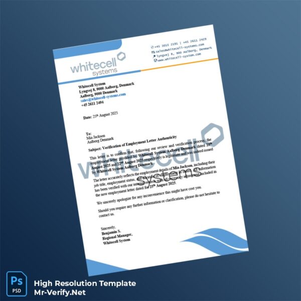 Denmark%20Whitecell%20System%20Employment%20Verification%20Letter%20Template%20in%20Word%20and%20PDF%20formats Editable Denmark Whitecell System Employment Verification Letter Word and Pdf Template Preview - Mac Doc