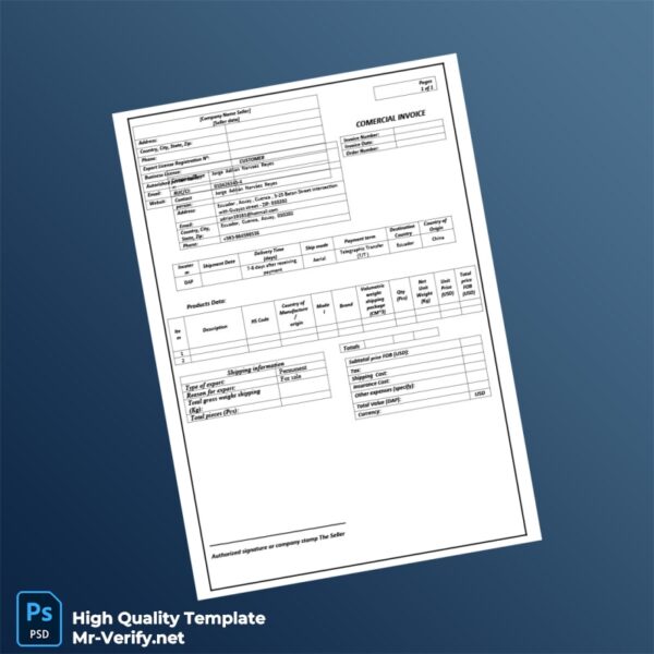 Ecuador Invoice Template in Word and PDF formats Ecuador Invoice Template in Word and PDF formats