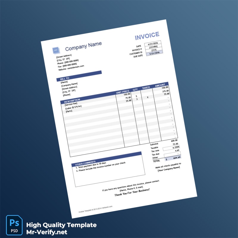 Editable Invoice Template in Word and PDF formats page 2 Editable Invoice Template in Word and PDF formats page 2
