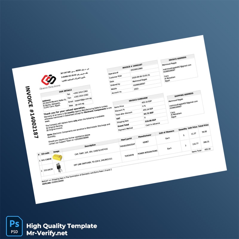 Egypt GS Company Invoice Template in Word and PDF formats Egypt GS Company Invoice Template in Word and PDF formats
