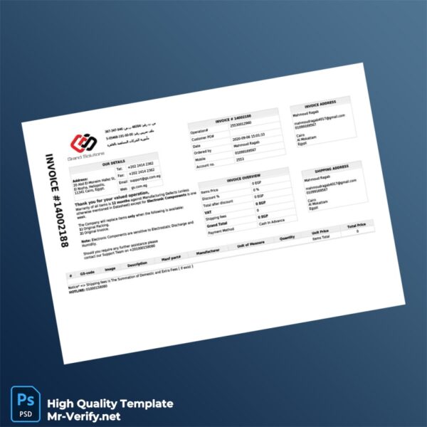 Egypt Grand Solutions Invoice Template in Word and PDF formats