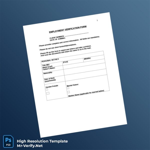Editable Employee Verification Form Word and Pdf Template Preview - Mac Doc
