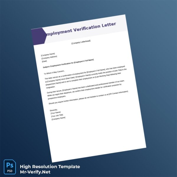 Editable Employee Verification Letter Word and Pdf Template Preview - Mac Doc