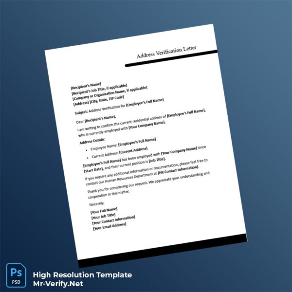 Editable Employer Address Verification Letter Word and Pdf Template Preview - Mac Doc