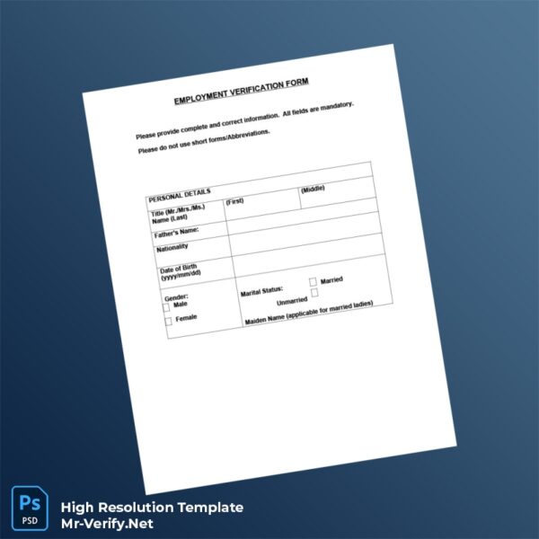 Editable Employment Verification Form Word and Pdf Template Preview - Mac Doc