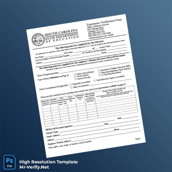 Editable Experience Verification Form Employment Verification Letter Word and Pdf Template Preview - Mac Doc