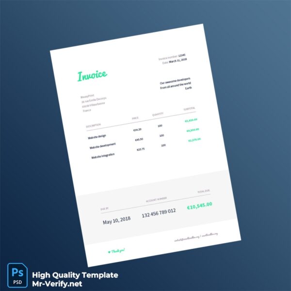 France WeasyPrint Invoice Template in Word and PDF formats