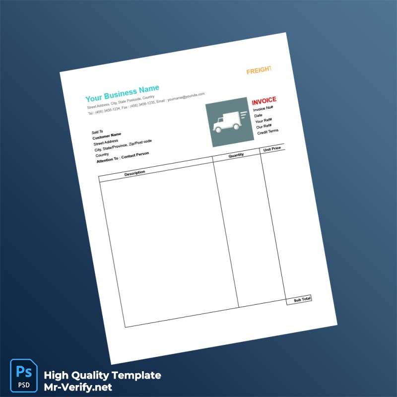 Freight Invoice Template in Word and PDF formats Freight Invoice Template in Word and PDF formats