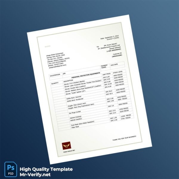 Ghana Paige Shiloh Ent Invoice Template in Word and PDF formats