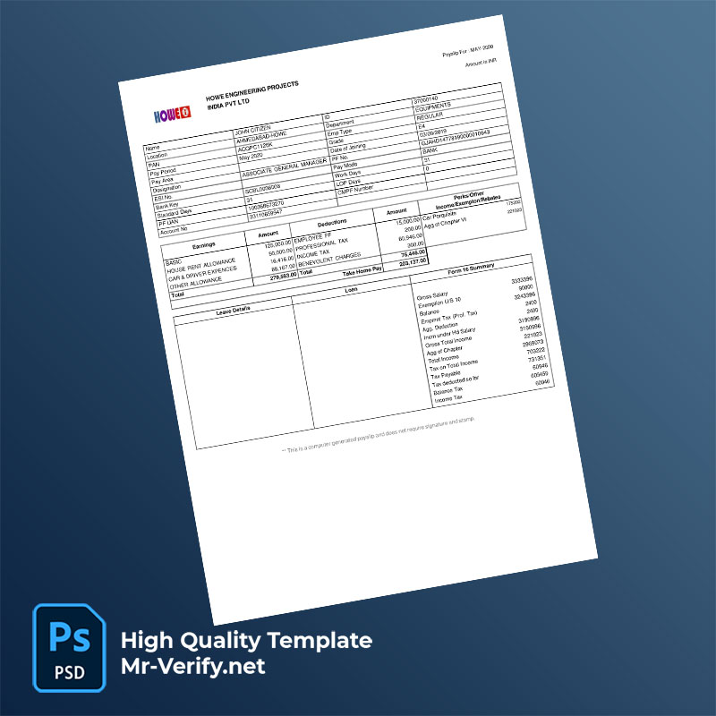 Howe-Engineering-Projects-India-PVT-LTD-payslip-word-and-pdf-template-mrverify Howe Engineering Projects India PVT LTD payslip word and pdf template