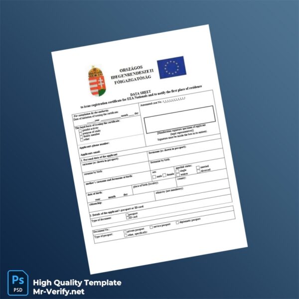 Hungary Ministry of Interior Editable Registration Certificate Template in Word and PDF formats