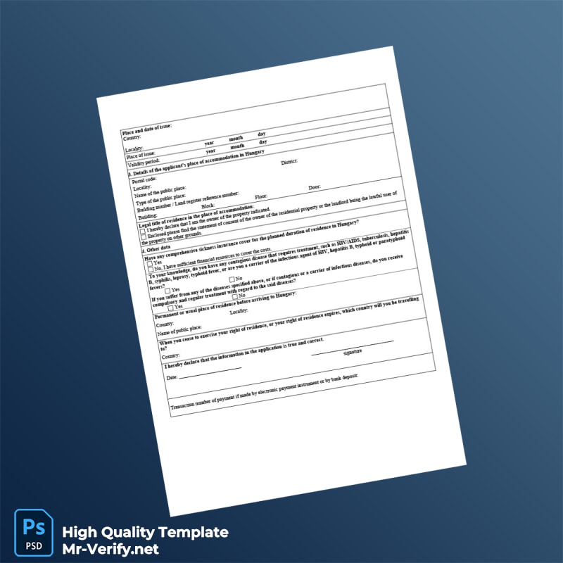 Hungary Ministry of Interior Editable Registration Certificate Template in Word and PDF formats page 2 Hungary Ministry of Interior Editable Registration Certificate Template in Word and PDF formats page 2