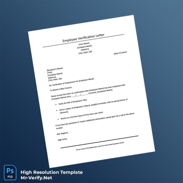 Editable Income Verification Letter Word and Pdf Template Preview - Mac Doc