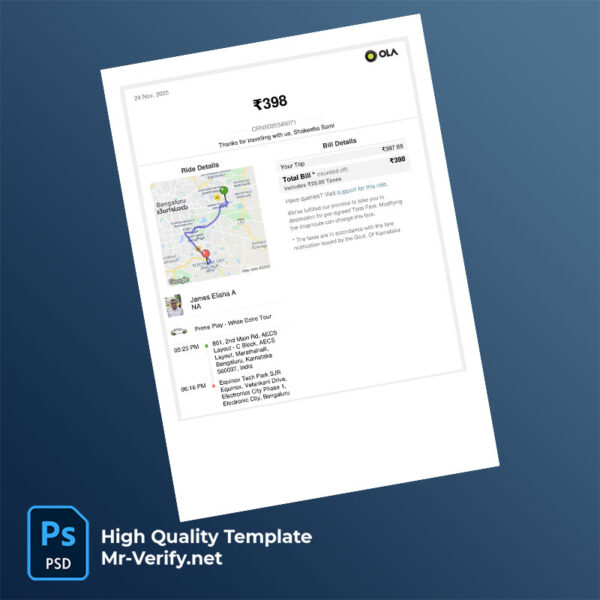 India Rajesh Taxi Service Editable Taxi Bill Template in Word and PDF formats