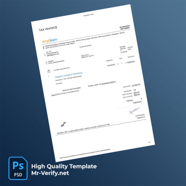 India-Simplilearn-Solutions-Private-Limited-Editable-Tax-Invoice-Template-in-Word-and-PDF-formats-mrverify India Simplilearn Solutions Private Limited Editable Tax Invoice Template in Word and PDF formats
