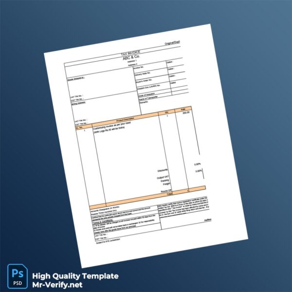 India ABC Co Invoice Template in Word and PDF formats