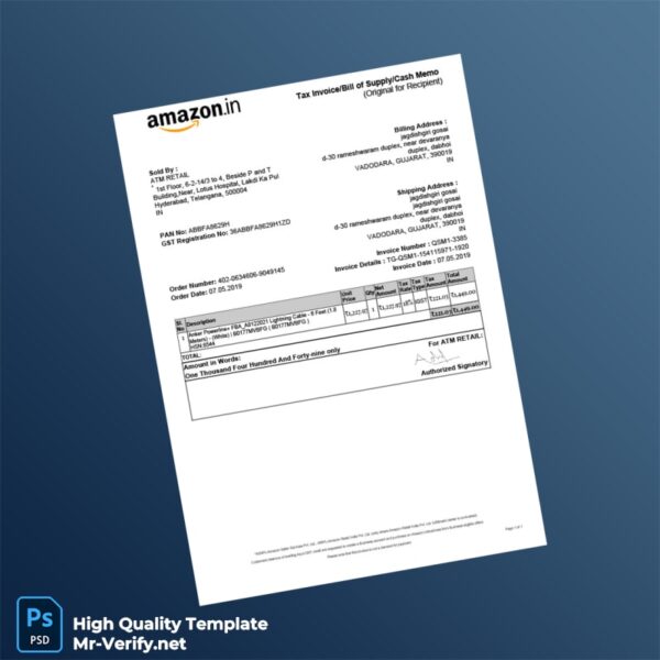 India ATM Retail Tax Invoice Template in Word and PDF formats India ATM Retail Tax Invoice Template in Word and PDF formats
