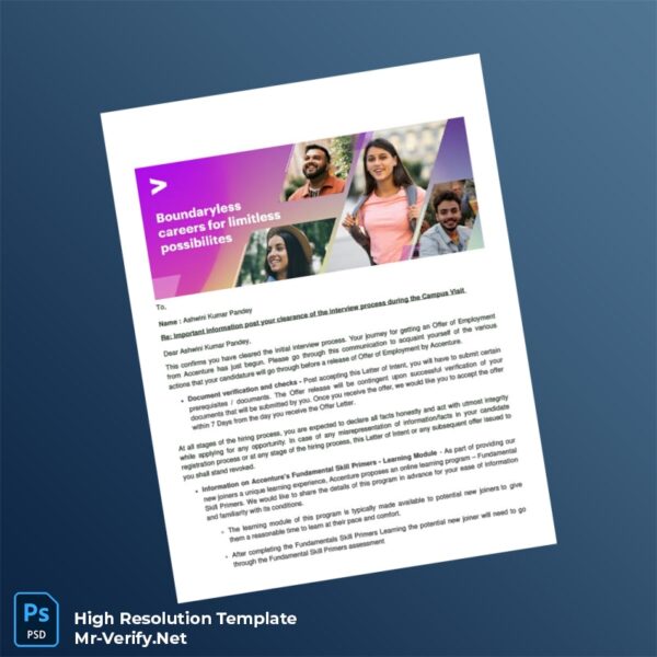 Editable India Accenture Employment Verification Letter Word and Pdf Template Preview - Mac Doc