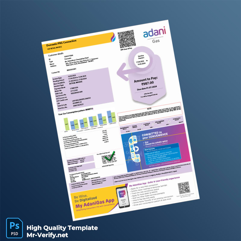 India Adani Gas Invoice Template in Word and PDF formats India Adani Gas Invoice Template in Word and PDF formats