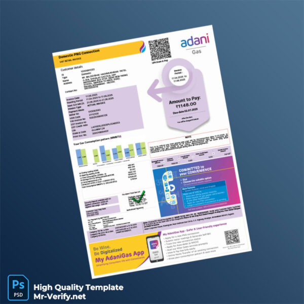 India Adani Gas VAT Retail Invoice Template in Word and PDF formats India Adani Gas VAT Retail Invoice Template in Word and PDF formats