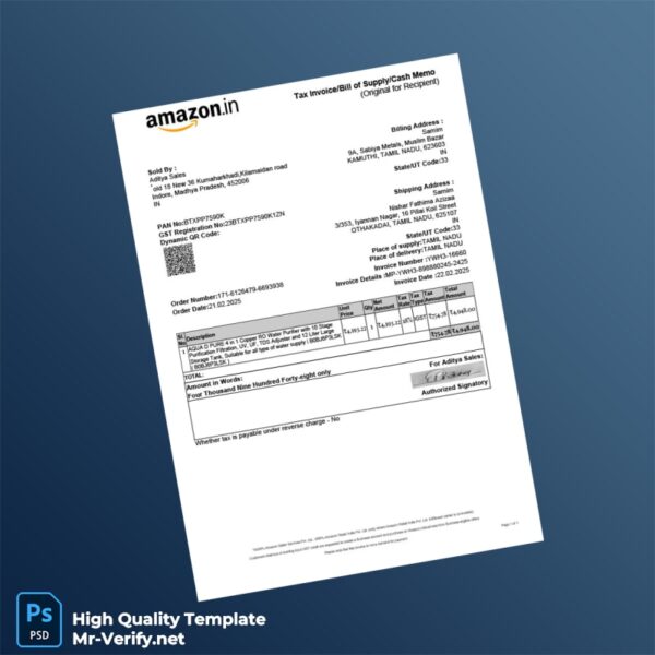 India Aditya Sales Invoice Template in Word and PDF formats