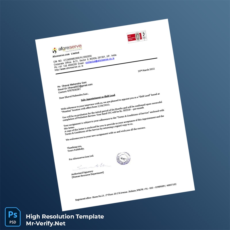 India%20Aforeserve%20com%20Limited%20Employment%20Verification%20Letter%20Template%20in%20Word%20and%20PDF%20formats Editable India Aforeserve com Limited Employment Verification Letter Word and Pdf Template Preview - Mac Doc