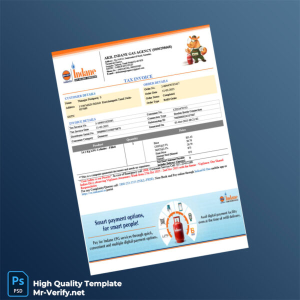 India Akil Indane Gas Agency Invoice Template in Word and PDF formats India Akil Indane Gas Agency Invoice Template in Word and PDF formats