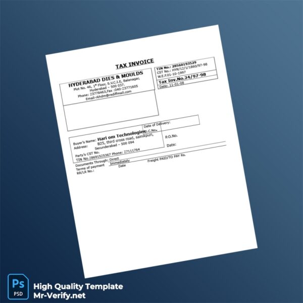 India Akruti Engineering Plastics Tax Invoice Template in Word and PDF formats