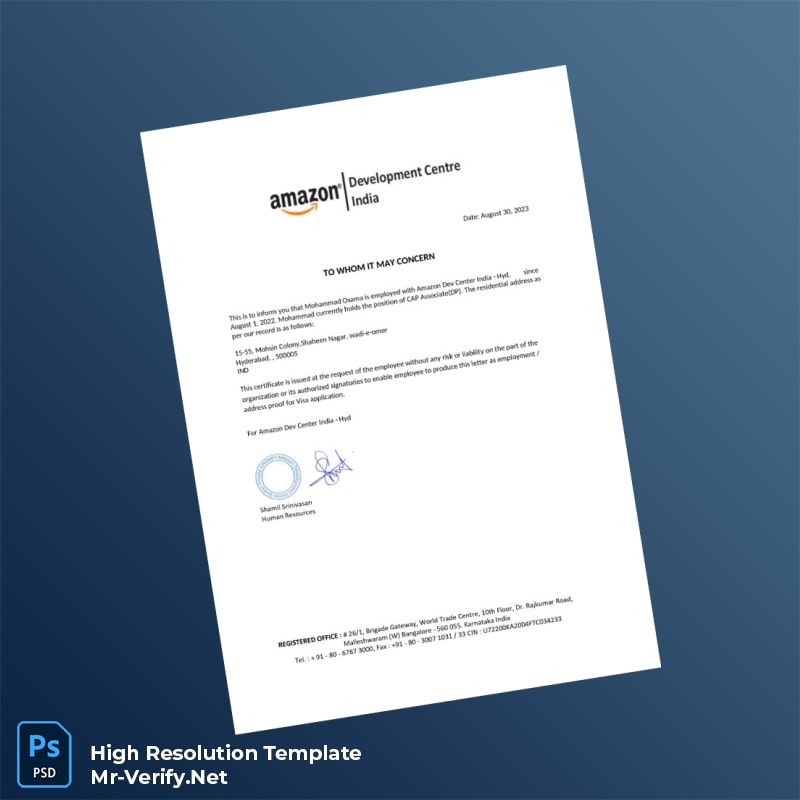 India%20Amazon%20Development%20Centre%20Employment%20Verification%20Letter%20Template%20in%20Word%20and%20PDF%20formats Editable India Amazon Development Centre Employment Verification Letter Word and Pdf Template Preview - Mac Doc