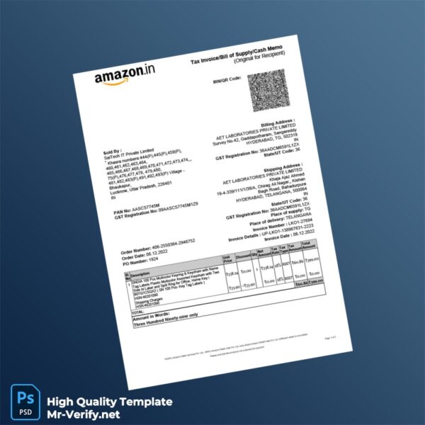 India Amazon Invoice Template in Word and PDF formats India Amazon Invoice Template in Word and PDF formats
