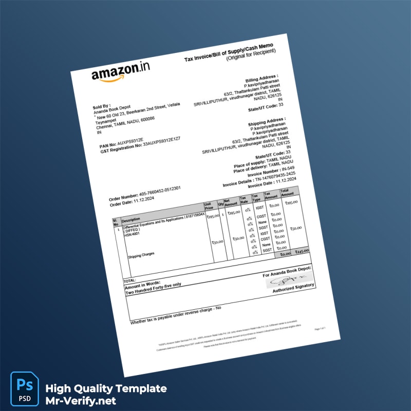 India Ananda Book Depot Invoice Template in Word and PDF formats India Ananda Book Depot Invoice Template in Word and PDF formats