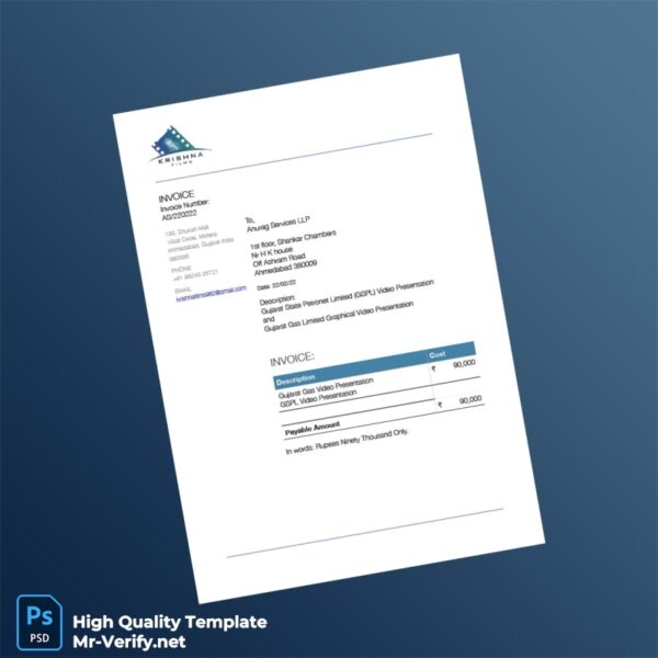 India Anurag Services LLP Invoice Template in Word and PDF formats